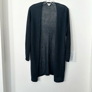 J. Jill Black Open Front Linen Blend Cardigan Sweater S